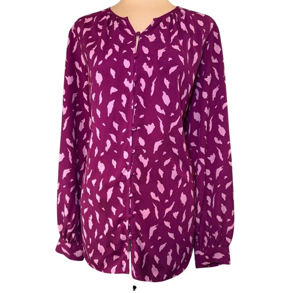 Nine West Tops - Nine West Purple And Pink Button Up Blouse Top Shirt NWOT XL